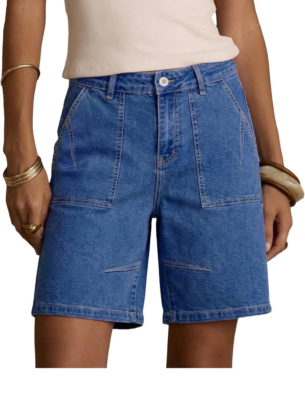 Amazon Essentials Mid-Rise Denim Bermuda Shorts in Blue